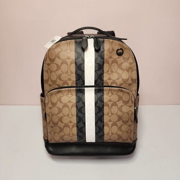 NWT Coach C3230 Graham Backpack In Blocked Signature Canvas Varsity Stripe Bag - Picture 1 of 7